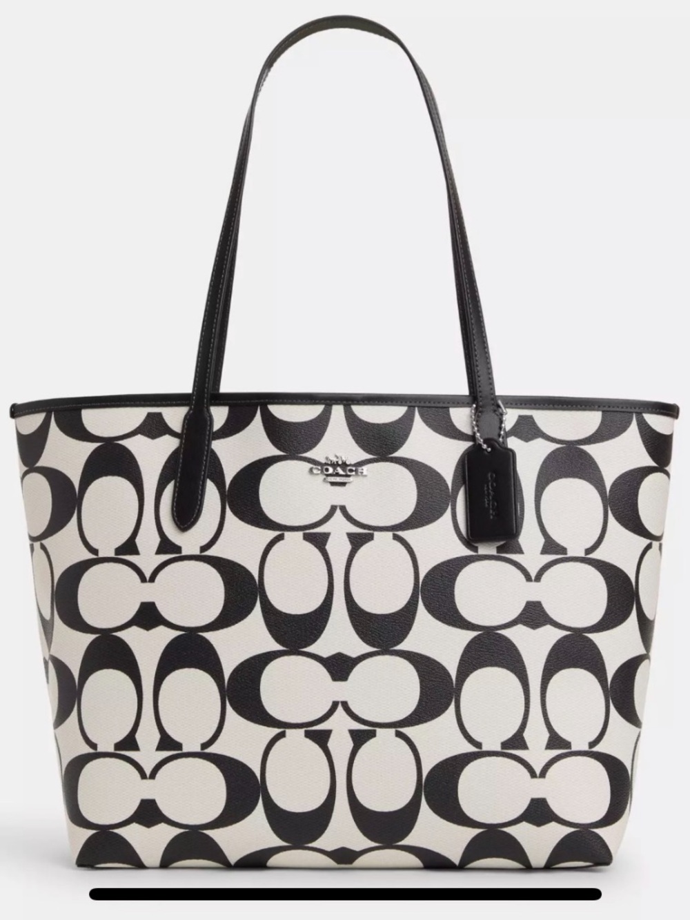 Coach Black & White  Signature Monogram Print Large Tote